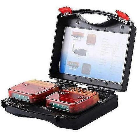 Set mit 2 kabellosen magnetischen LED-Rückleuchten für LKW oder Anhänger, Warnsignal (1/4)