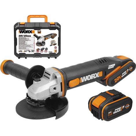 Worx – Broyeur 125mm WX803 – 20V avec 2Ah + 4Ah – Moteur Brushless pour espaces restreints – Verrouillage broche (1/5)