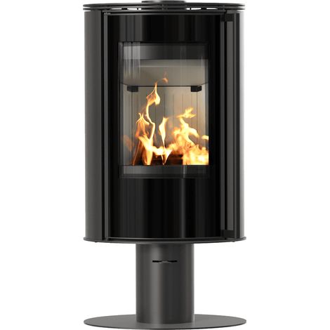 Kaminofen aus Stahl mit Sockel KRATKI ERIK Ø 150 5,5 kW mit Türfeder (1/5)