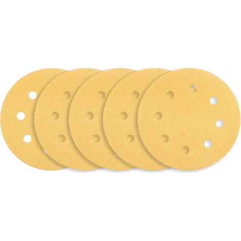 Papel de lija con velcro de 180 mm, K80, 5 unidades, con 8 agujeros para lijadora 59G263 (1/5)