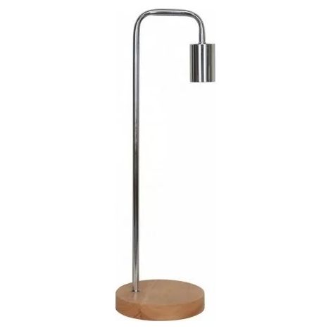 Opjet 010390 - "Brook" table lamp Ø15x49cm - chrome-finish metal - wooden base
