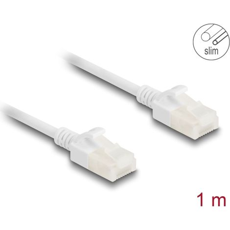 Delock rj45 cable de red cat.6a macho a macho u/utp slim 1 m blanco
