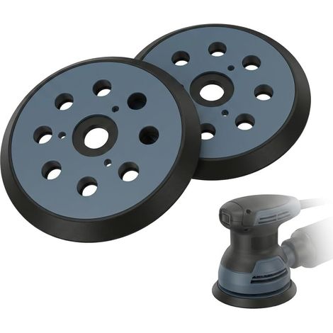 125-mm-Schleifpad – 2er-Pack – 8 Löcher – Gummi – Kompatibel mit Makita- und DeWalt-Schleifmaschinen – Ersatzteil (1/5)