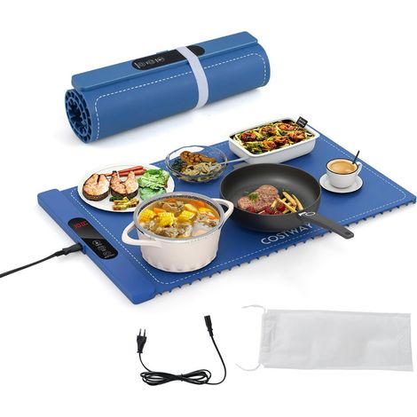Tappetino elettrico riscaldante per alimenti 60 x 44 x 2 cm riscaldamento rapido con blocco di sicurezza per bambini stile moderno silicone blu 200014199