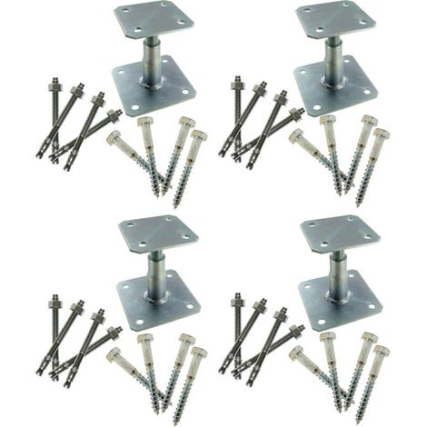 Simpson Strong Tie – Lot de 4 pieds de poteau réglables APB100/150 – Acier S235 JR – Pour bois massif et béton – Applications : pergola, véranda (1/4)