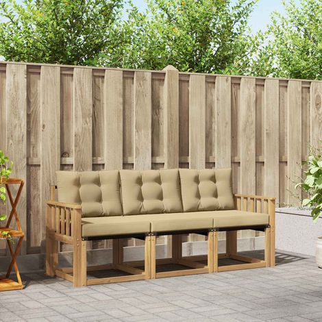 vidaXL Outdoor-Sofagarnitur mit Kissen 3 pcs Weiß und Beige (1/5)