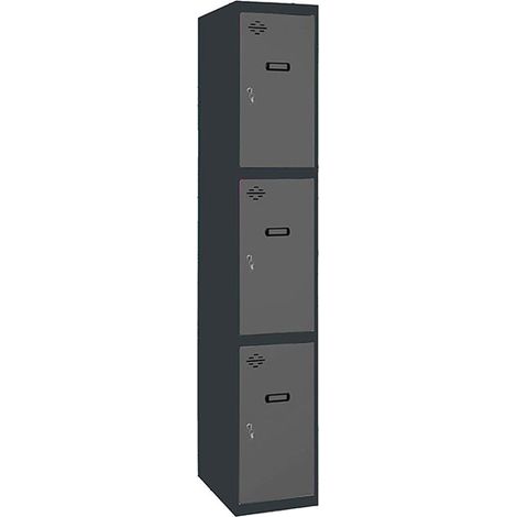 SimonRack Vestiaire Métallique 3 Porte, 1800x300x500 mm, Serrure à Clé et Aérations, Anthracite Simonlocker (1/2)