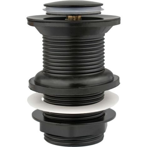 Drain de lavabo de remplacement noir sans fente Bouchon de lavabo de salle de bain escamotable en laiton de qualité supérieure Raccord standard G 1 1/4" BSP 1 pièce