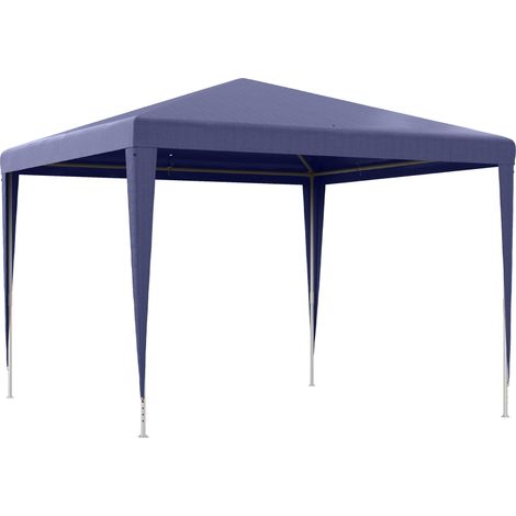 Pavillon de jardin démontable 3x3m avec 4 trous de drainage et structure métallique pour terrasse/patio bleu