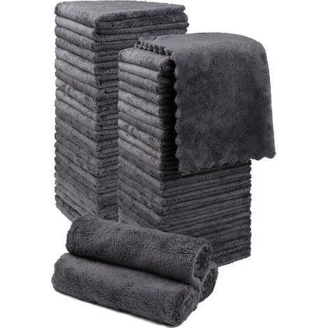 Lot de 48 débarbouillettes Ultra Douces en Microfibre de qualité supérieure - Absorbantes et à séchage Rapide - pour Salle de Bain, hôtel et Salle de Sport (Gris) (1/5)