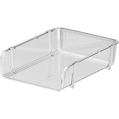 Organiseur de bureau transparent pour fournitures de bureau, étagère de rangement empilable pour dossiers et classeurs, dimensions : 26,5 x 33,2 x 8,5 cm (1/5)