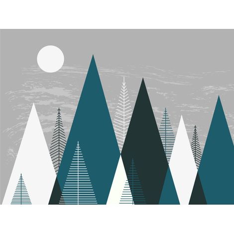 papier peint panoramique montagnes gris et bleu - Sanders & Sanders (1/5)
