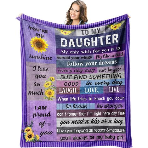 Couverture 152 x 127 cm (60 x 50 pouces) offerte par maman à sa fille - Idée cadeau d'anniversaire pour une fille adulte - Cadeau pour la fête des mères - Cadeau de fin d'études - Idée cadeau pour la (1/5)