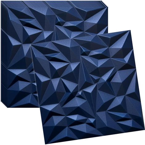 Panneaux muraux et plafond 3D bleu VERDICO 50x50 cm – polystyrène décoratif, lot 12 pièces (3 m²)