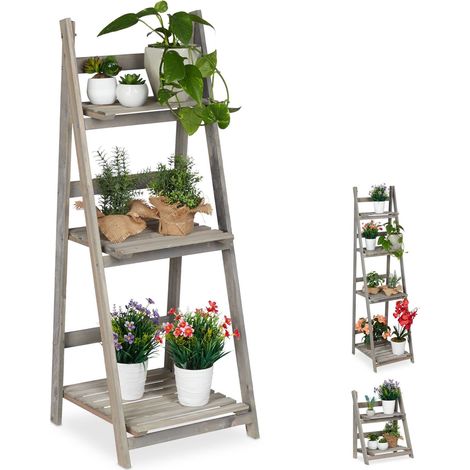 Blumentreppe holz grau