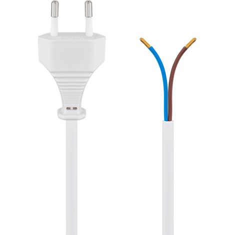 Cable alimentacion Tipo C CEE7 macho a bornes 2x0.75mm 1.5 M Blanco (1/4)