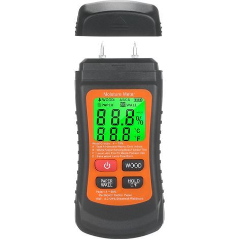 Hydrometer for wood, walls, paper, with backlit LCD screen, 7 modes, pin-type water leak detector (1/4)
