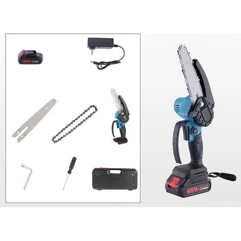 Mini scie à chaîne avec batterie 1500 Mah, 6 pouces, scie à chaîne électrique avec moteur puissant 21V 800W, jardin, coupe de bois en ciseaux