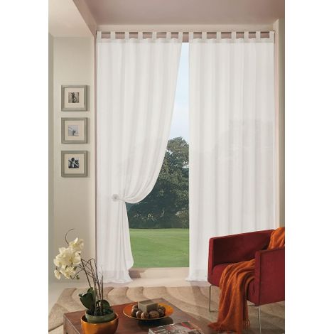 Home Collection Boucle Tenda, Poliestere, Bianco, 140x290 cm (1/2)