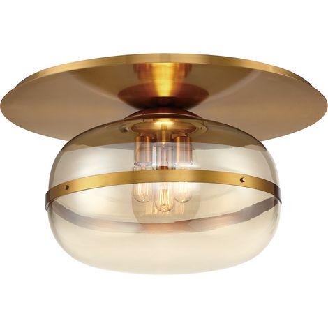 Plafoniera Nottingham oro vetro ambra Ø50 3xE27 Quintiesse (1/5)