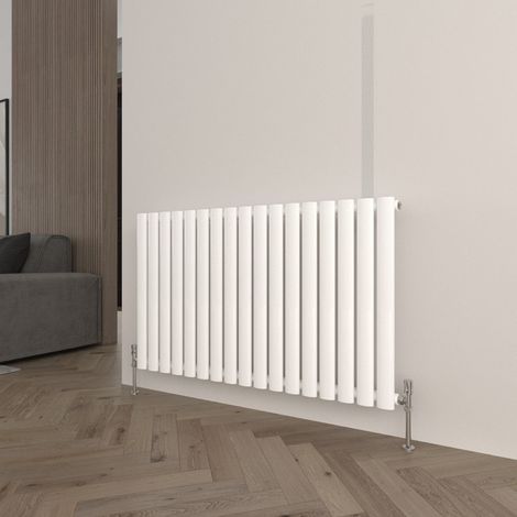 T&K Horizontal White Single Radiator Oval Column Designer 600x1003mm Modern Central Heating Rads (1/5)