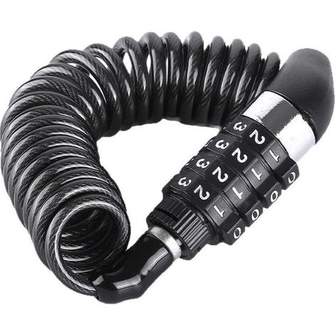 (2) Lucchetto a combinazione a molla, lucchetto antifurto portatile per bicicletta, lucchetto a combinazione per casco ad alta elasticità (1/4)