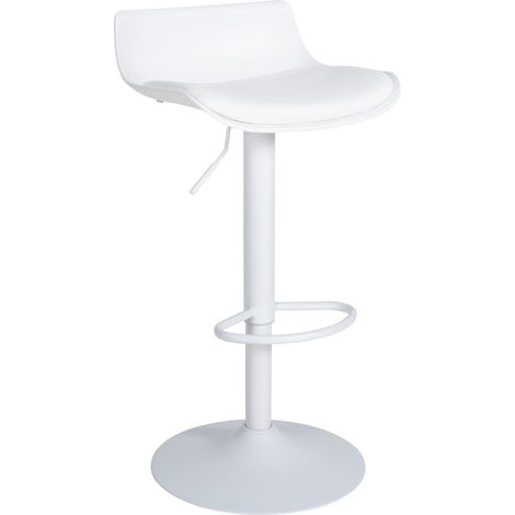 Sgabello da bar x1 con poggiapiedi regolabile in altezza design moderno in PVC bianco e metallo bianco 100004537