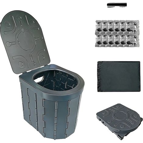 Tragbare Campingtoilette, Ergonomisches Design, Hygienische Nutzung, schwarz (1/2)