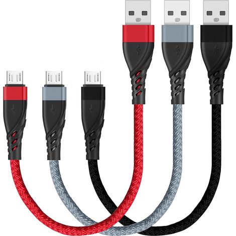 Câble micro USB court[30cm 3paquets],nylon câble type A à micro USB (1/5)