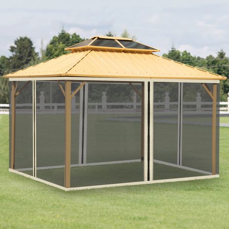 Moustiquaire de rechange pour pavillon de jardin 3 x 4 m, avec fermeture éclair, en polyester noir.