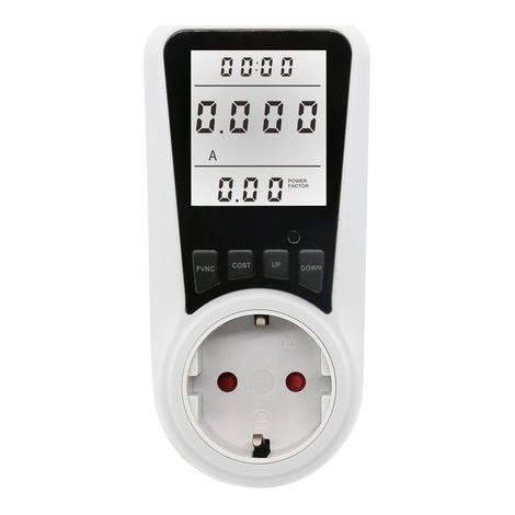 Presa wattmetro bianca per contatore di energia, presa con contatore di energia a 7 modalità, schermo LCD, max 3680 W, luce bianca (1/3)