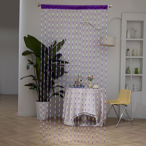 Rideau de porte - Moustiquaire - 200 x 100 cm - Rideau à perles - Rideau décoratif - Polyester - Décoration de fenêtre - Décoration d'intérieur - Violet (1/5)