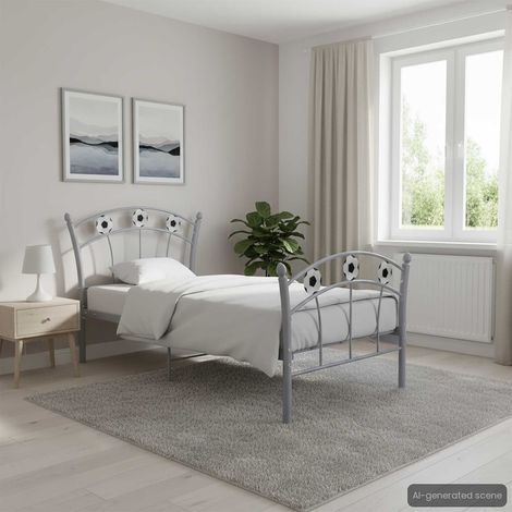 vidaXL Estructura de cama sin colchón metal gris 90x200 cm (1/5)