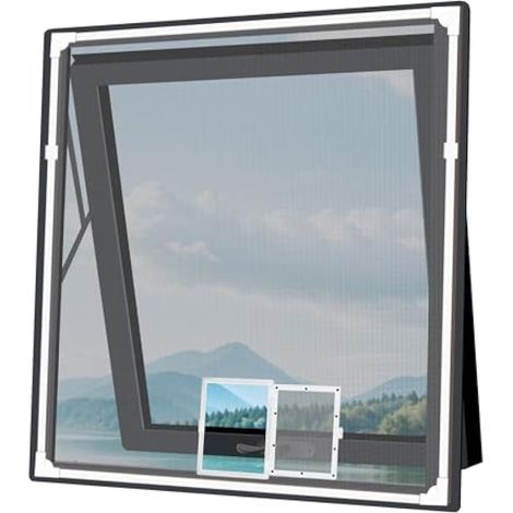 Moustiquaire de fenêtre 100 x 100 cm avec petites fenêtres, moustiquaire magnétique découpable pour salon, chambre, lavable, facile à installer (1/5)