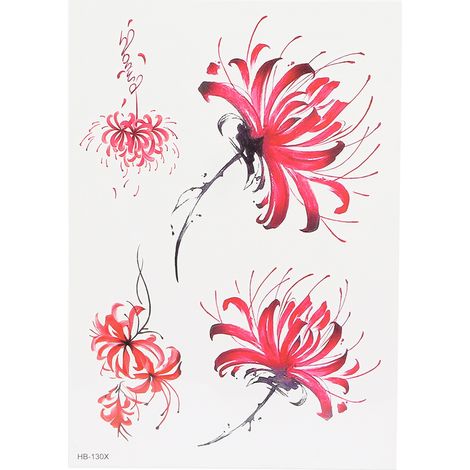 Autocollant tatouage temporaire fleurs waterproof pour femmes, motif floral HB‑130X, accessoire stickers tatouage résistant à l'eau (1/5)