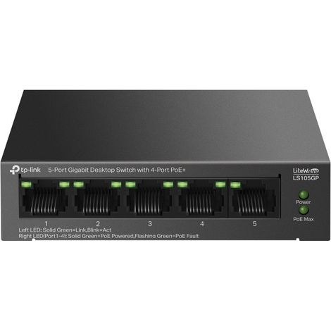 TP-Link LiteWave 5-Port Gigabit Desktop Switch mit 4-Port PoE+ (1/3)