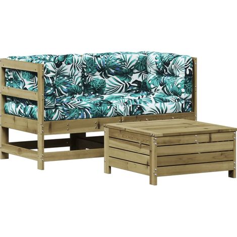 vidaXL Set Divani da Giardino 3pz con Cuscini Legno Impregnato di Pino (1/5)