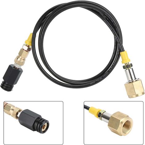 Ortviai Tuyau CO2 pour SodaStream – 1,5 m, raccord G1/2-14 / CGA320, nylon haute pression noir, kit complet avec joints (1/4)
