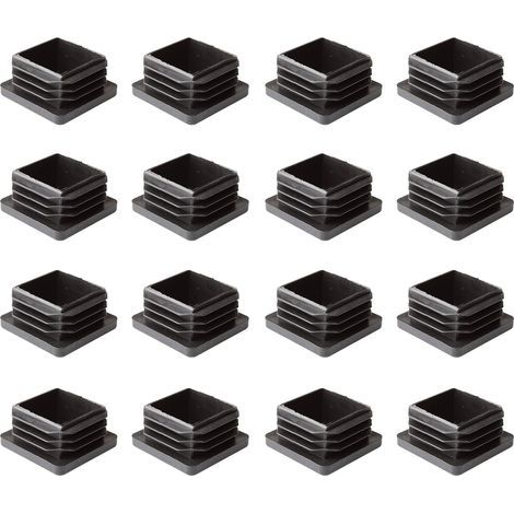 16 Pièces - Toutes les Tailles - Bouchons Embouts Carrés Nervurés Pour Pieds Tubulaires De Meubles, Tables & Chaises (19mm, Noir) (1/5)