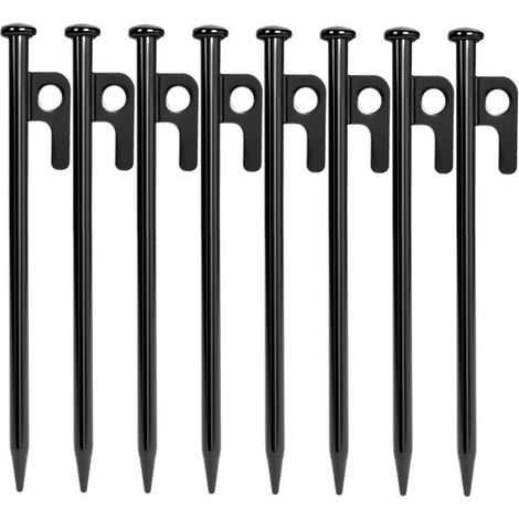 Estacas para tiendas de campaña resistentes a la intemperie - Juego de 8 estacas de acero de 20 cm para camping y senderismo (1/5)