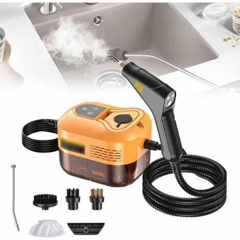 QORVA-Nettoyeur vapeur portatif, nettoyeur vapeur portable 1500 W, nettoyeur vapeur, nettoyeur haute température, nettoyeur désinfectant (ensemble de 8 pièces) Modèle CNC - Blanc