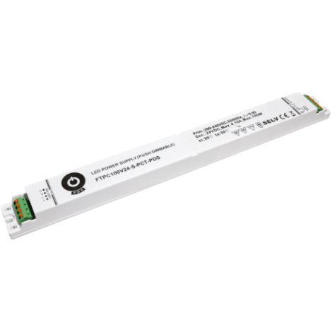 FTPC100V24-S-PCT-PDS: FTPC100V24-S-PCT-PDS: Alimentatore LED 24V/4.16A, custodia in plastica sottile, morsetti a pressione, di...