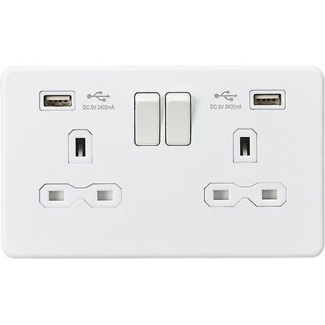 Compatible avec une prise 13A 2G avec double chargeur USB (2,4A) - Blanc mat - SFR9224MW (1/5)