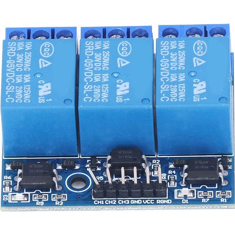3-Kanal-5V-Hochspannungsrelaismodul mit isoliertem Optokoppler, 3V-7V-High/Low-Pegelansteuerung, 3,3V-kompatibel mit Arduino (1/5)