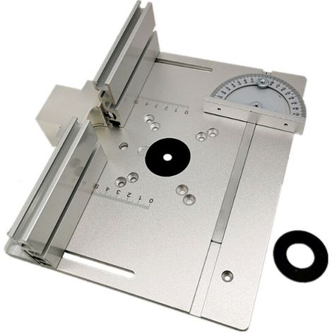 Ensemble de 3 plaques d'insertion de table de routeur en alliage d'aluminium, planche à rabat pour fraisage du bois, machine de découpage, outil auxiliaire de gravure avec jauge à onglet, Argent