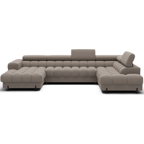 Canapé panoramique convertible Beige angle droit FERARIA 358x93x202cm (1/5)