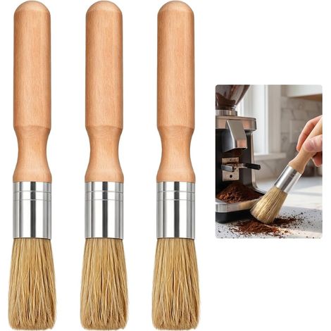 3-Piece Coffee Brush Set: Cleaning Brush and Wooden Handle (1/5)