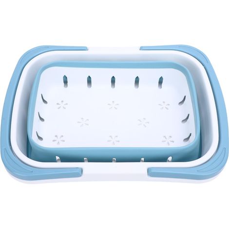 Panier de rangement pliable pour jouets de bain, à séchage rapide et à drainage rapide, bleu. Idéal pour la salle de bain, la cuisine et les voyages. (1/5)