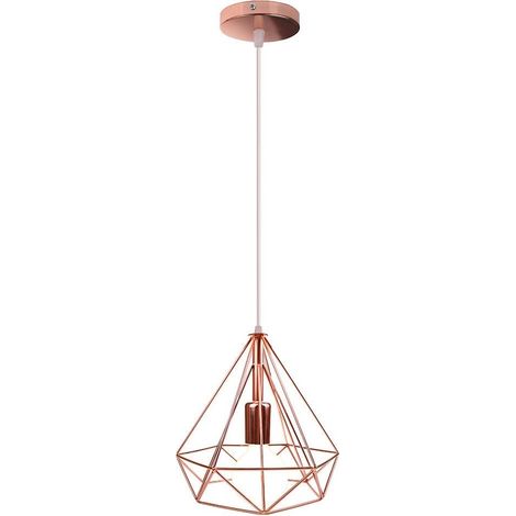 Pendelleuchte Industrielle Metall Eisen Hängelampe Höhenverstellbar für Wohnzimmer Esszimmer-Roségold
