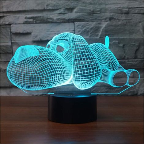 Veilleuse 3D - Lampe Illusion Optique LED Avec Plaque Acrylique 4 mm Et Base ABS - Pour Chambre Enfant Bureau Salon - 7 Couleurs Changeantes - Câble USB 150 cm - 1 Pièce